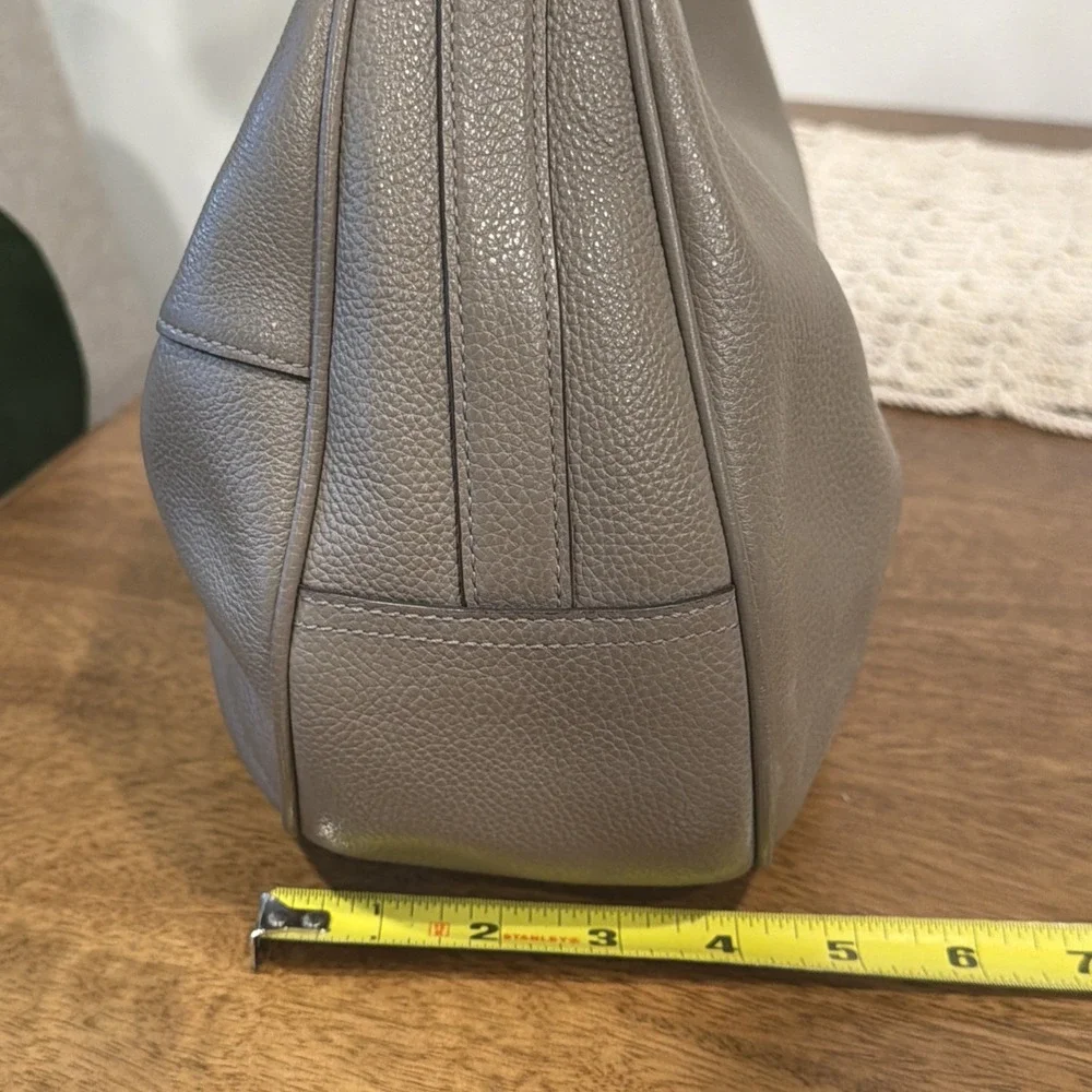 Coach Harley East West Pebbled Leather Hobo Shoulder Bag Gray Grey Chic